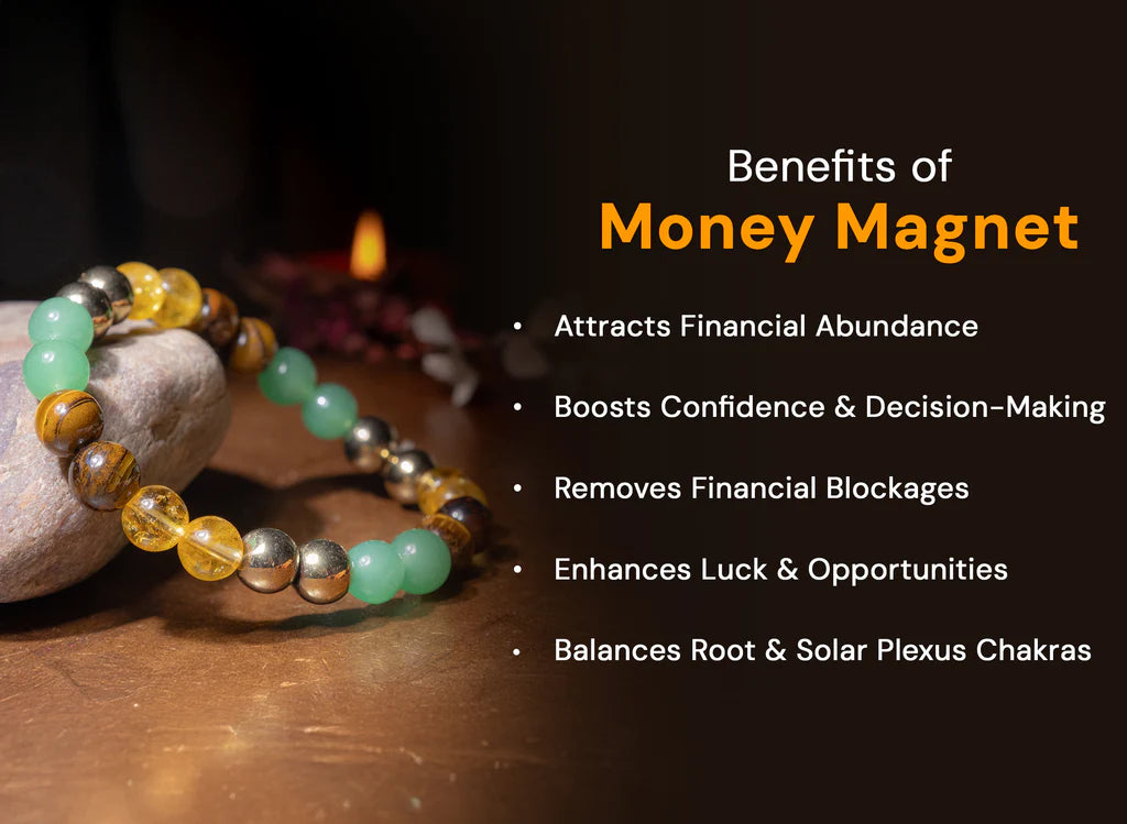 Samriddh Band with Pyrite, Tiger Eye, Citrine, Aventurine, Sphatik & Jade Beads | Money Magnet Bracelet for Men & Women | Certificate of Authenticity
