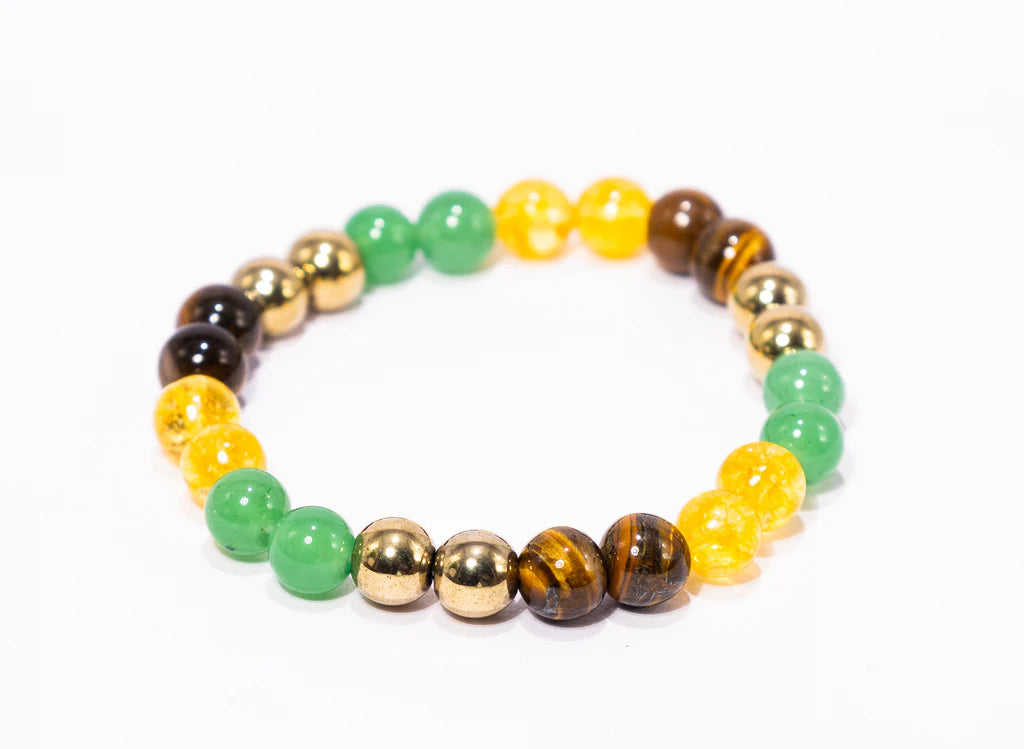 Samriddh Band with Pyrite, Tiger Eye, Citrine, Aventurine, Sphatik & Jade Beads | Money Magnet Bracelet for Men & Women | Certificate of Authenticity