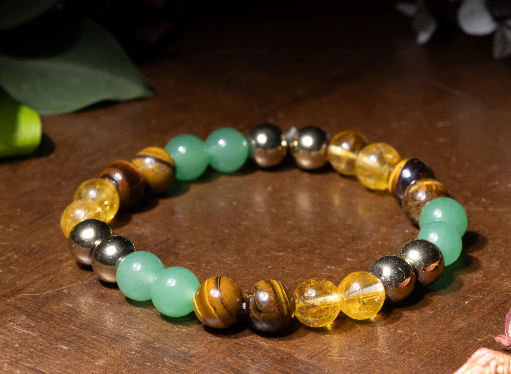 Samriddh Band with Pyrite, Tiger Eye, Citrine, Aventurine, Sphatik & Jade Beads | Money Magnet Bracelet for Men & Women | Certificate of Authenticity